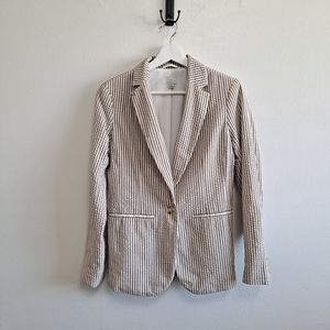 A New Day Tan and Cream Stripe Seersucker Blazer
